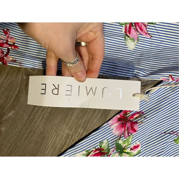 Urban Outfitters Lumiere NWT Floral Striped One Shoulder Blouse, Size Large - Picture 4 of 11